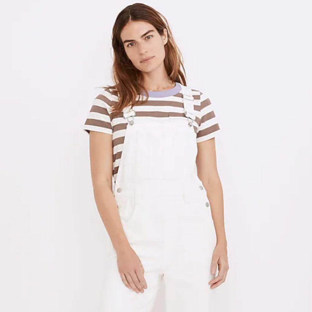 madewell white straight-leg overalls size M